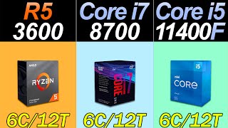 Ryzen 5 3600 Vs i78700 Vs i511400F  20 Games and Productivity Benchmarks [upl. by Opaline949]