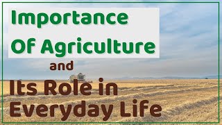 Why is Agriculture Important  Importance Of Agriculture and its Role in Everyday Life [upl. by Elocin]