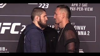 UFC 223 Khabib Nurmagomedov vs Max Holloway Media Day FaceOffs [upl. by Ahtekal]