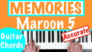 How to play MEMORIES  Maroon 5 Piano Chords Tutorial [upl. by Kiley518]