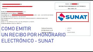 Como emitir un recibo por honorario electronico  Sunat [upl. by Nnayt]