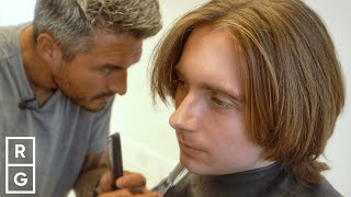 The FIRST HAIRCUT in our NEW Barbershop Long Haircut [upl. by Amehsyt]