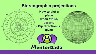 Stereographic projection  Structural Geology  How to plot a Plane in Stereonet  Type 1 [upl. by Raynor830]