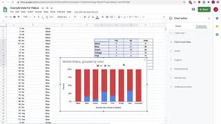 Making a 100 stacked column chart from a contingency table using Google Sheets [upl. by Elinore332]