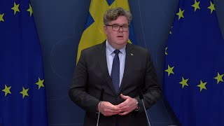 Pressträff med justitieminister Gunnar Strömmer [upl. by Learsi]