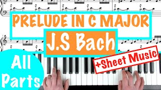 How to play PRELUDE IN C MAJOR by JS Bach Piano Tutorial  Sheet Music [upl. by Ahsiener204]