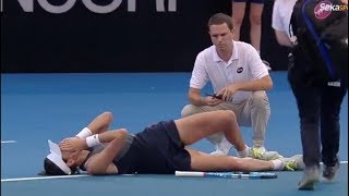 Garbine Muguruza collapses on the court Brisbane 2018 [upl. by Linda]