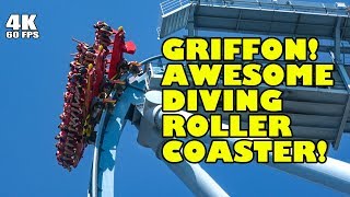 Riding Griffon AWESOME Dive Roller Coaster Multi Angle 4K Onride POV Busch Gardens Williamsburg [upl. by Nnylsia491]