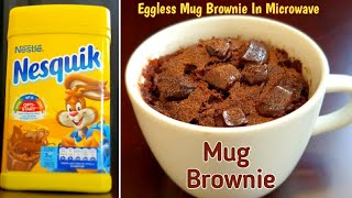 Nesquik Mug Brownie in Microwave Eggless Brownie  Nesquik Mug Cake [upl. by Presber]