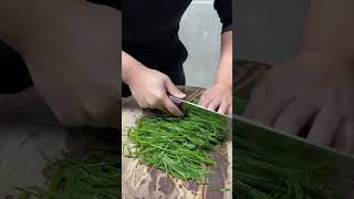 How to cut garlic leaves  Vegetables Cutting Activity cuttingtricks [upl. by Pavkovic317]