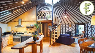 Magical Yurt with Spiral Staircase Loft amp Exterior Wooden Shell  Full Tour [upl. by Aurelius589]