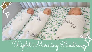 Newborn Triplets Morning Routine [upl. by Nalyorf]