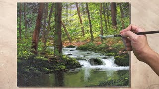 Acrylic Painting Water Stream Landscape [upl. by Lemert]