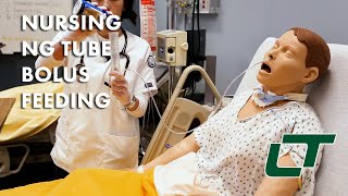 Nursing NG Tube Bolus Feeding Demonstration [upl. by Gregor]