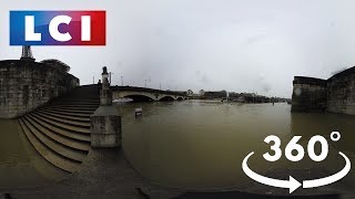 VIDÉO 360  Inondation à Paris  sur les bords de la Seine en crue [upl. by Alrrats]