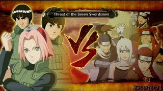 Naruto Ultimate Ninja Storm 3 Sakura Lee and Guy Vs The Seven Swordsmen SRank Hero English [upl. by Boggers]