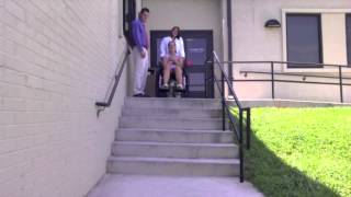 Descending steps with a wheelchair with assistance [upl. by Saturday]