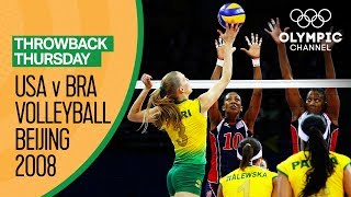 Brazil Women beat USA for their first Volleyball Gold  Beijing 2008  Throwback Thursday [upl. by Tj]